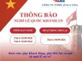 THÔNG BÁO NGHĨ LỄ QUỐC KHÁNH 2/9 